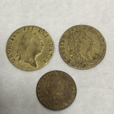 Three GB Victorian Brass Gaming Counters