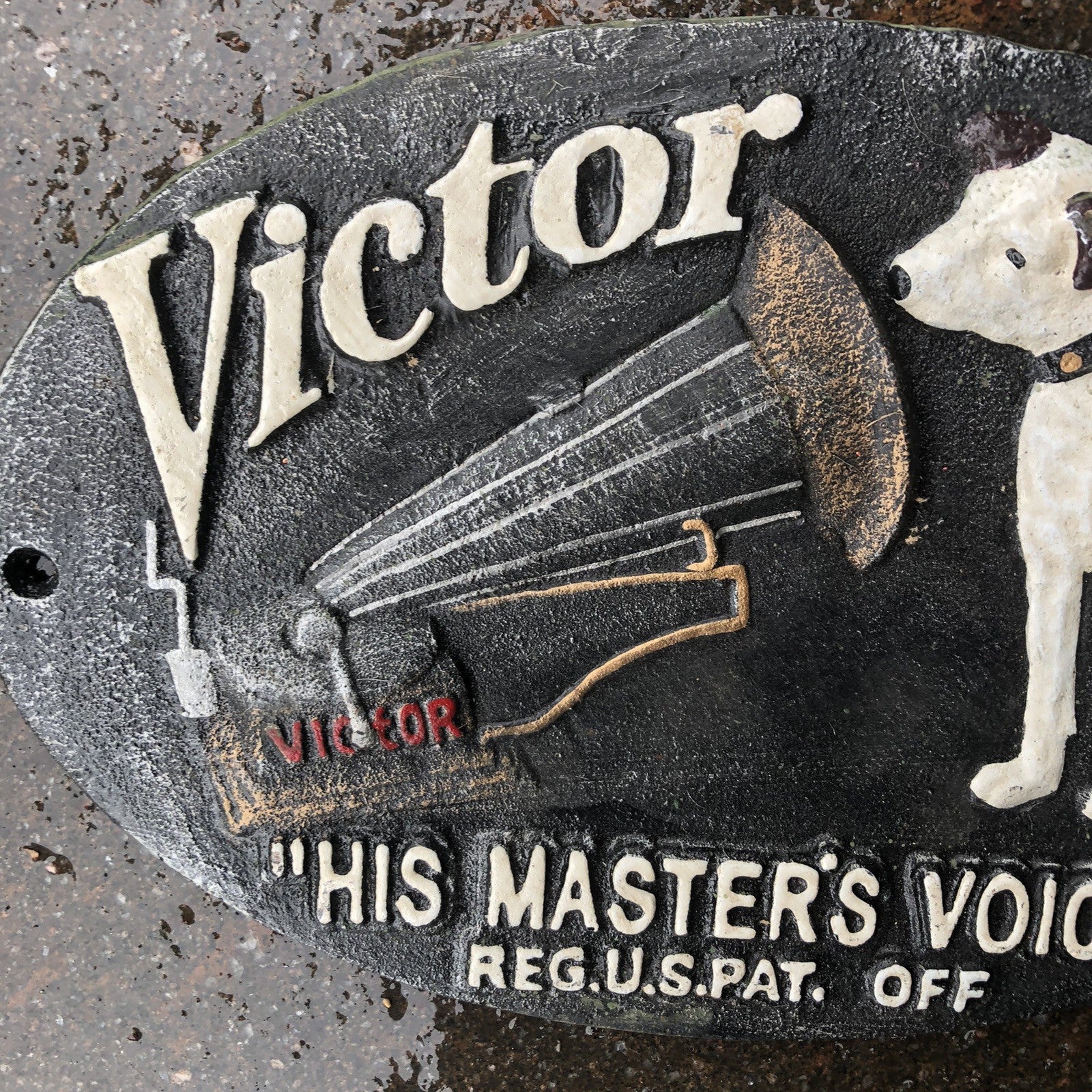 Victor His Masters Voice Cast Iron Sign