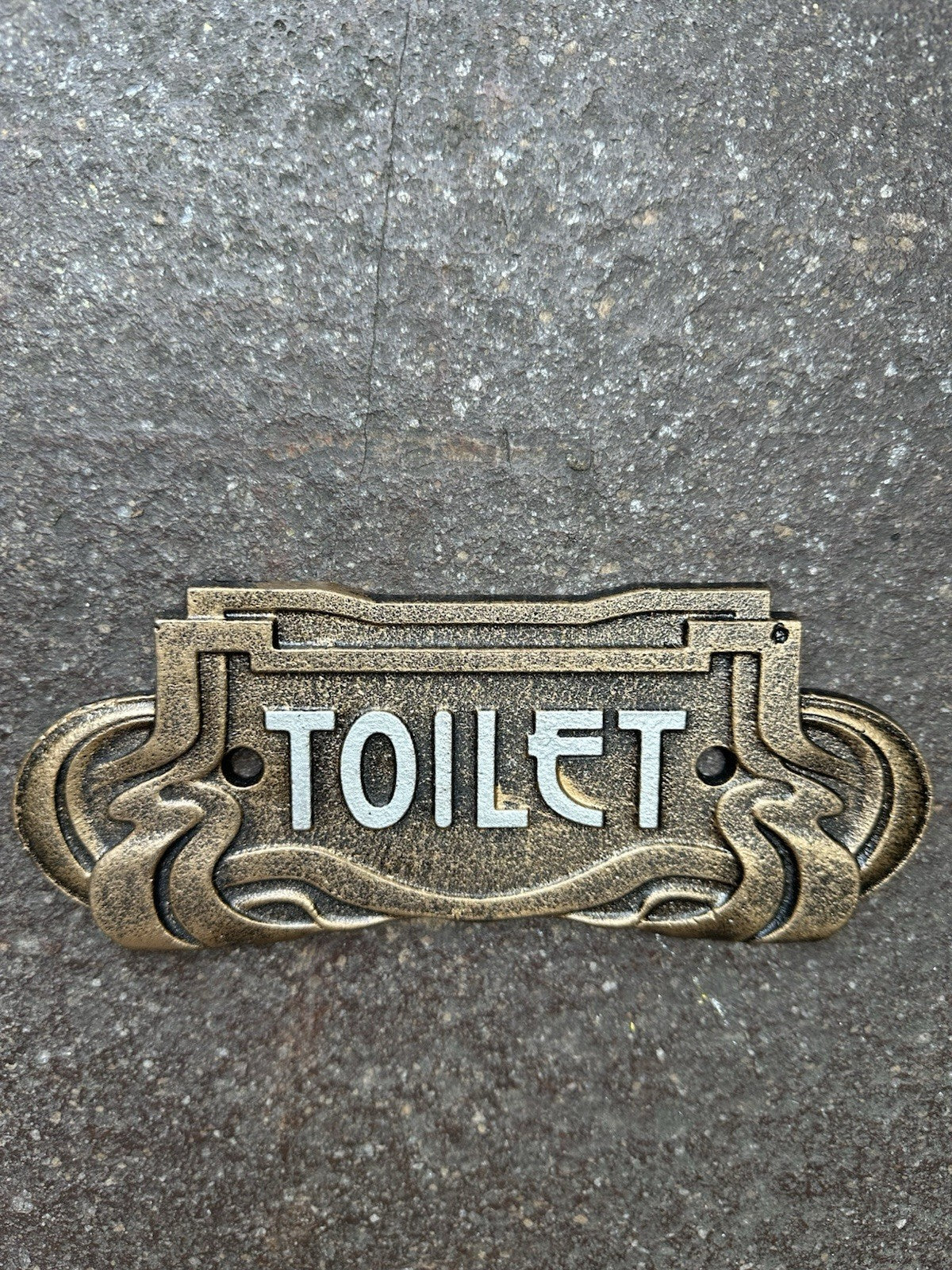 Toilet Sign Art Deco Style Cast Iron 