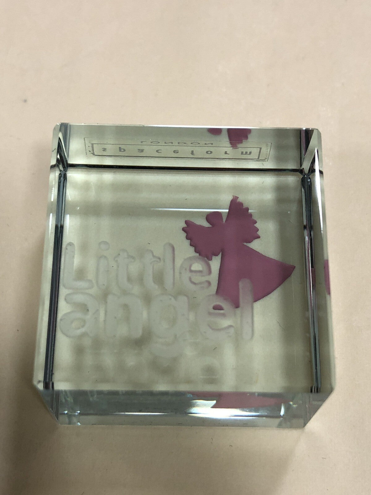 Spaceform Text Token Cube Little Angel Pink