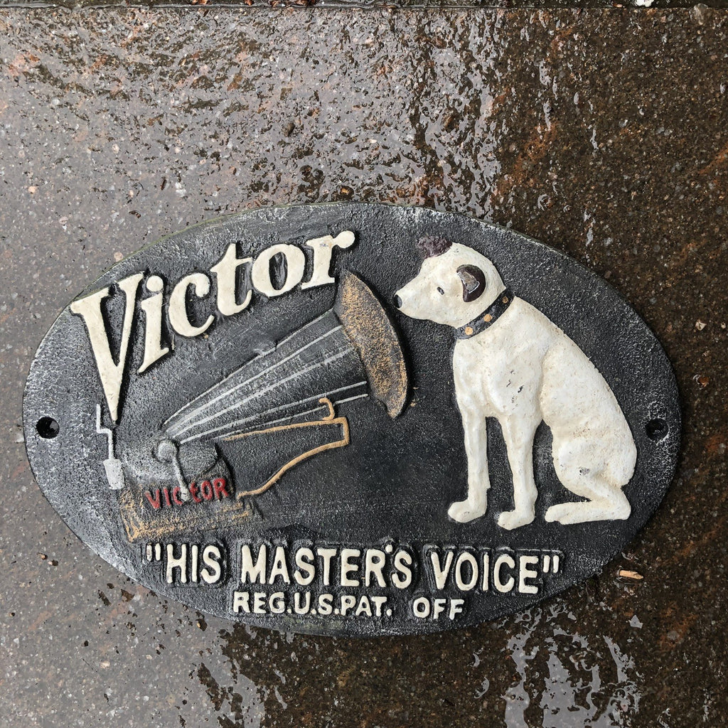 Victor His Masters Voice Cast Iron Sign