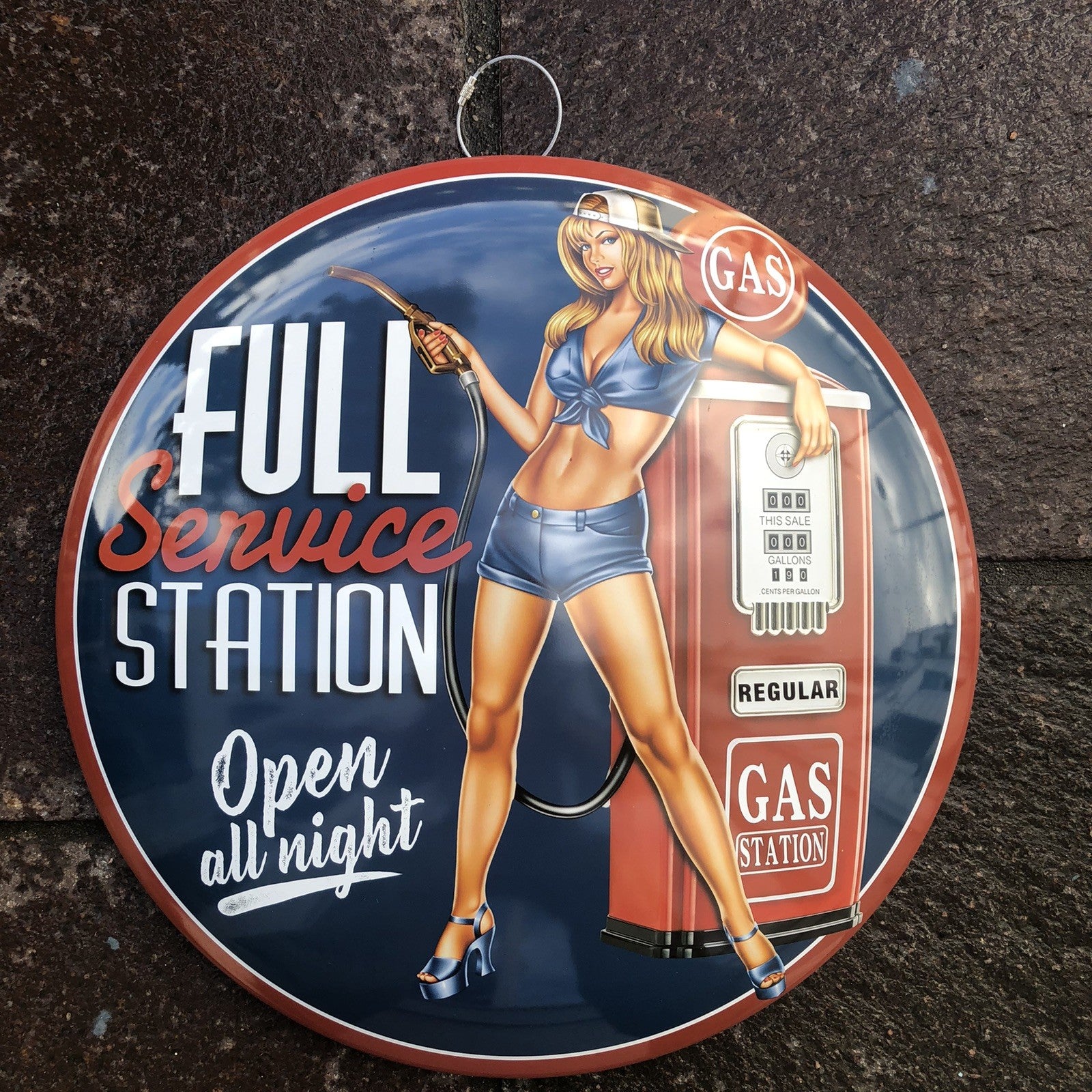 Service Station 40 Cms Domed Metal Sign