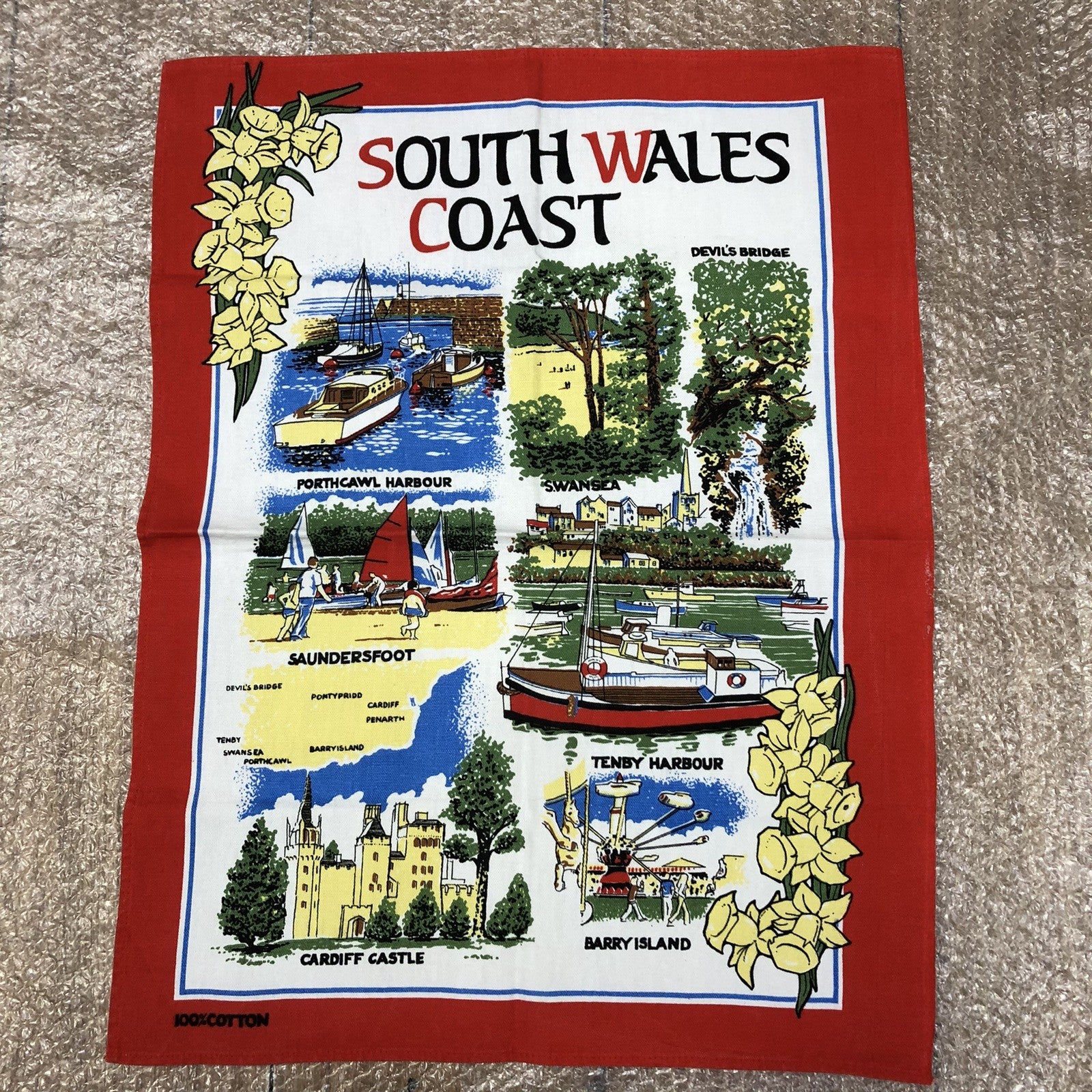 South Wales Coast Vintage Tea Towel