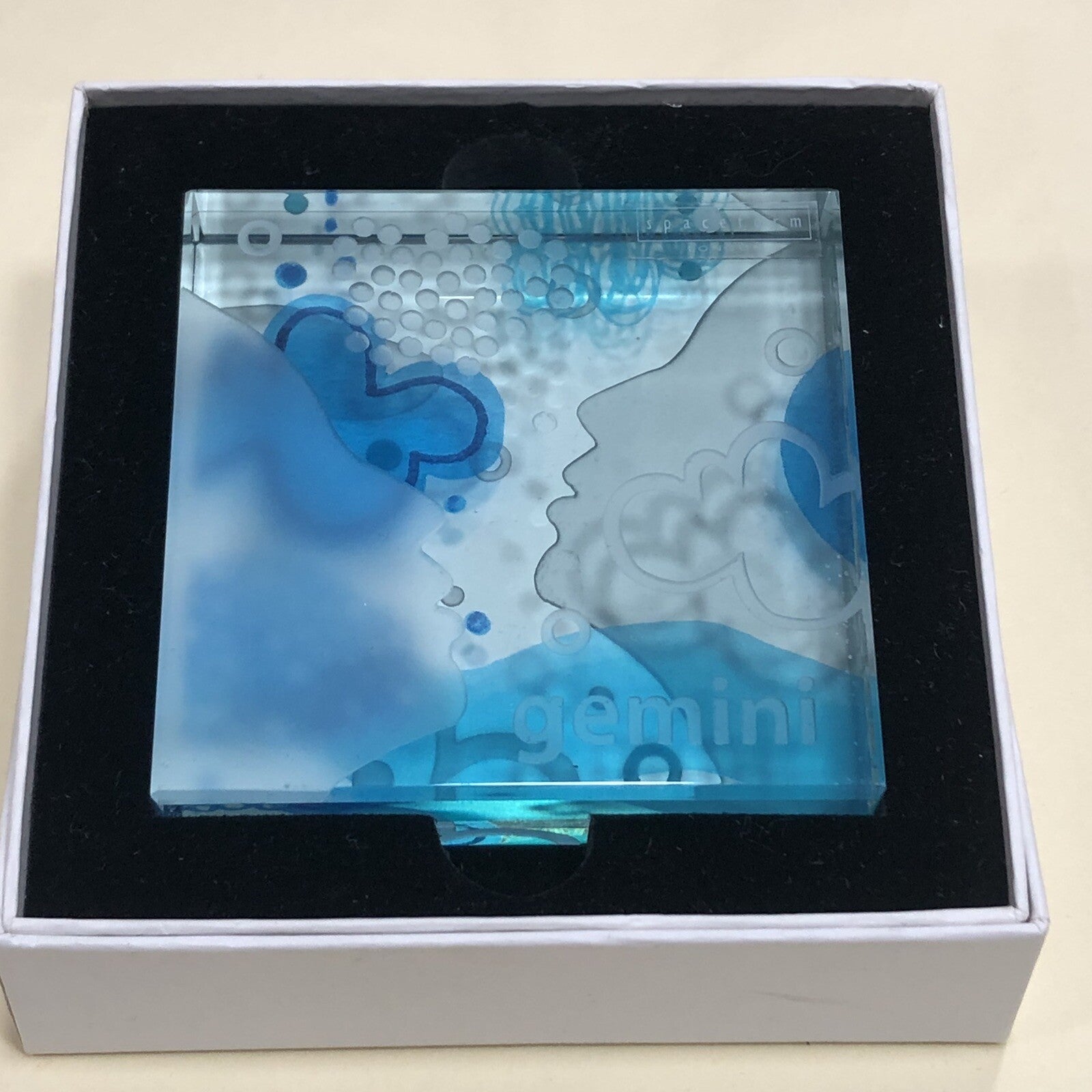 Spaceform Gemini Glass Block 3 Inches Square Boxed