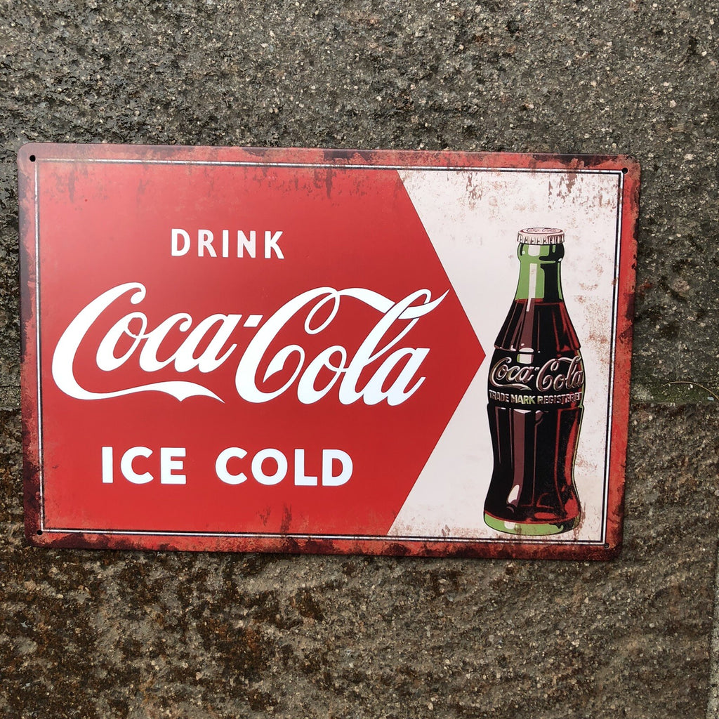Coca -Cola Drink Ice Cold Metal Sign New Design 