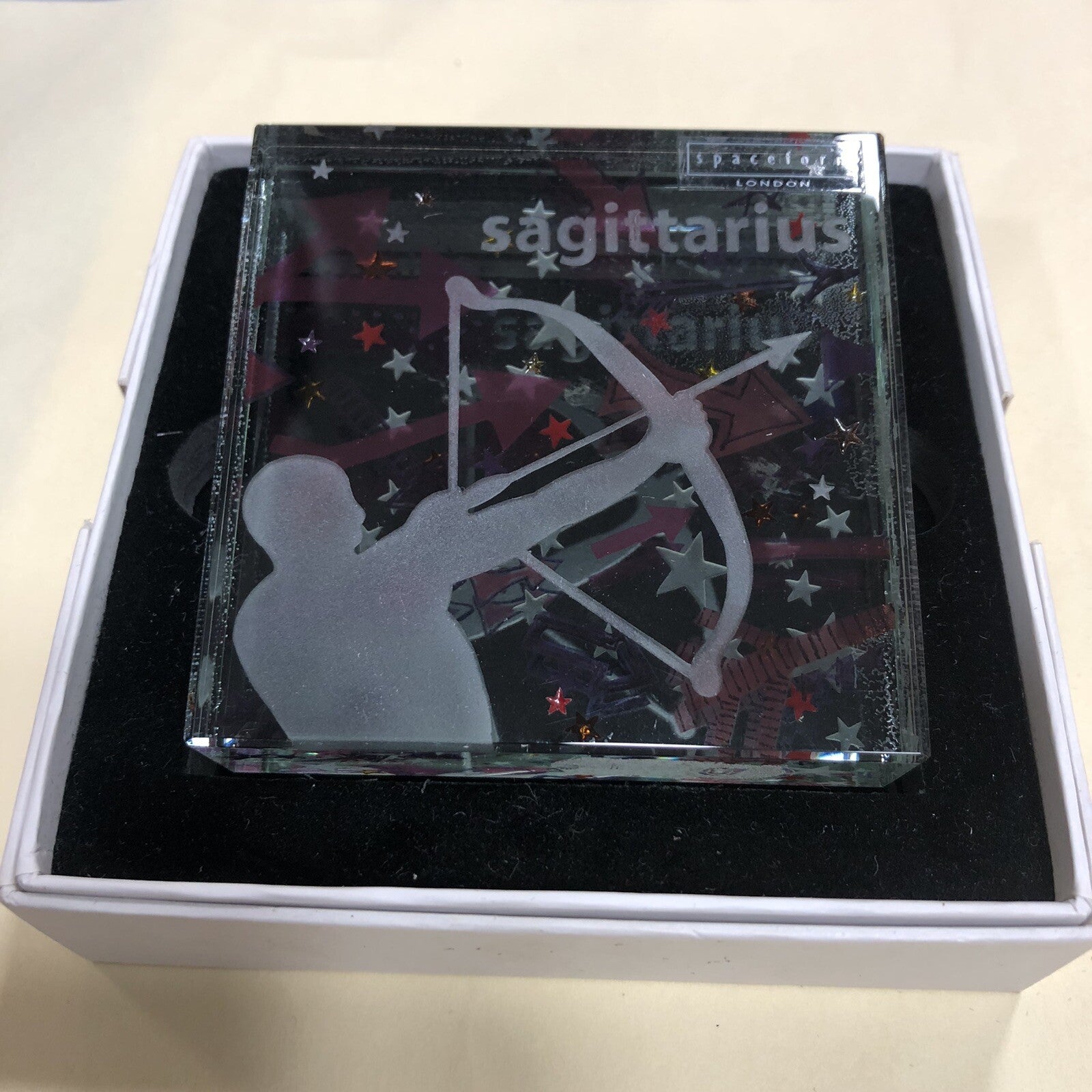 Spaceform Sagittarius Glass Block 3 Inches Square Boxed