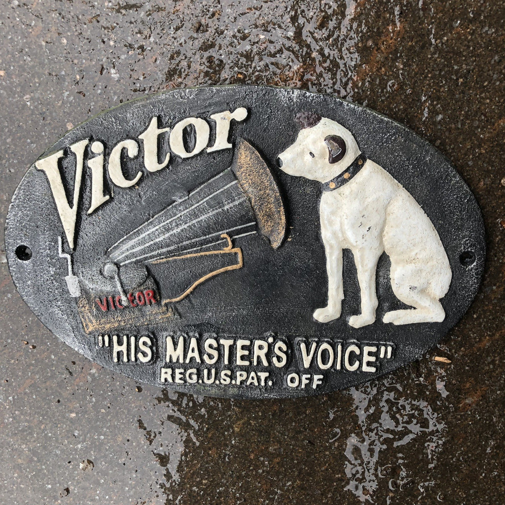 Victor His Masters Voice Cast Iron Sign