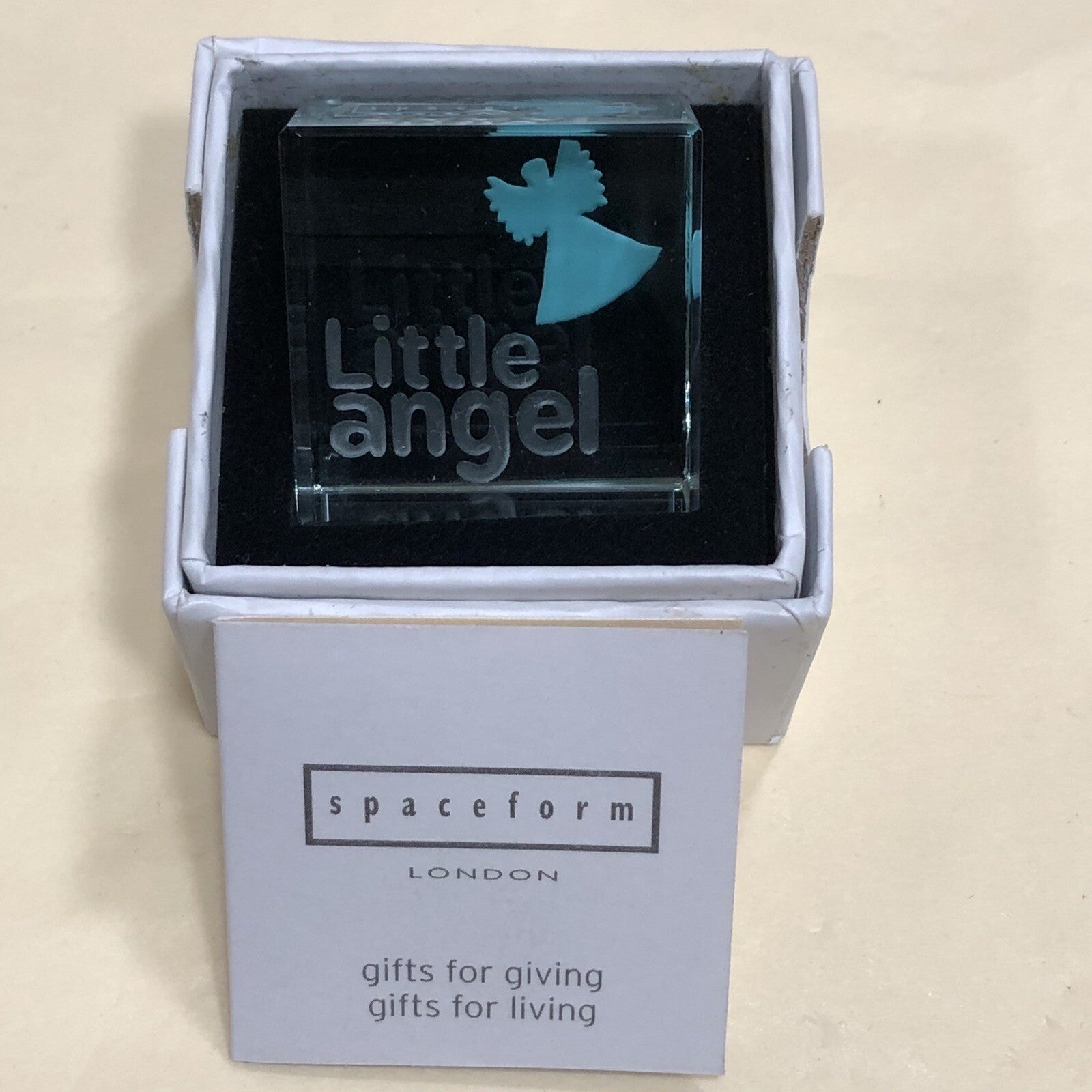 Spaceform Text Token Cube Little Angel Blue