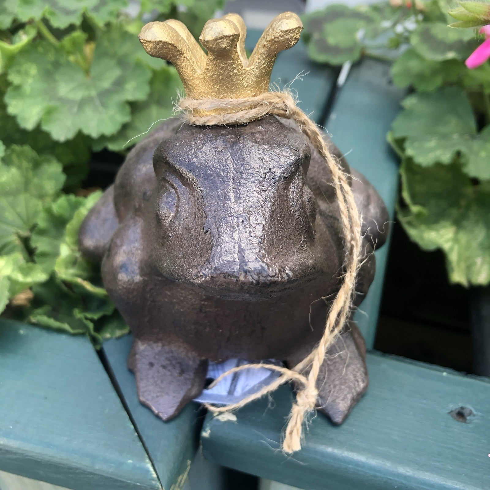 Prince Charming Frog Cast Iron With Lovely Gold Crown 