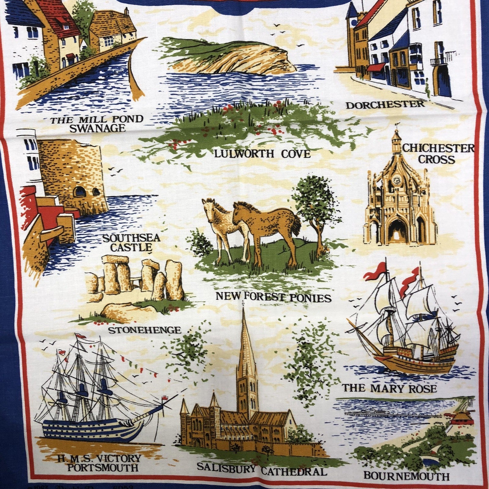 Southern England Vintage Tea Towel 