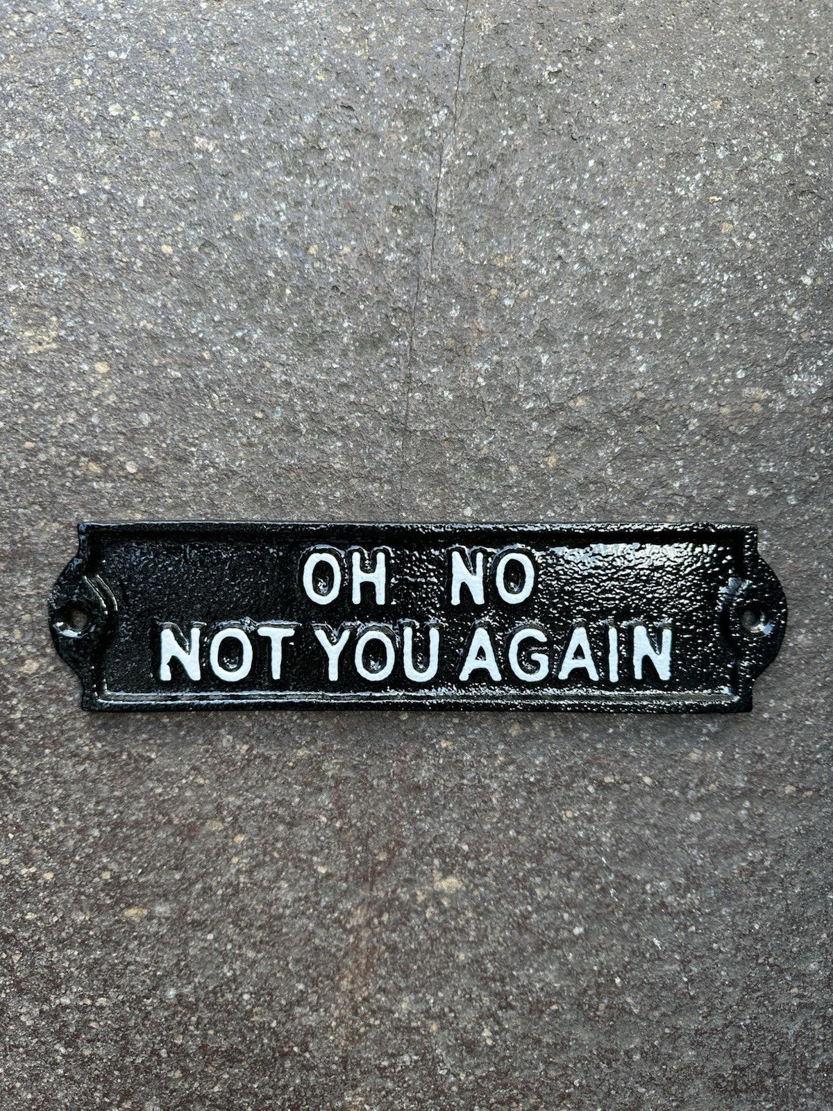 Oh No Not You Again Cast Iton Sign 