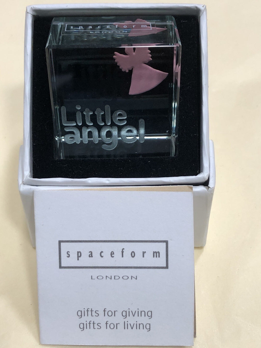 Spaceform Text Token Cube Little Angel Pink