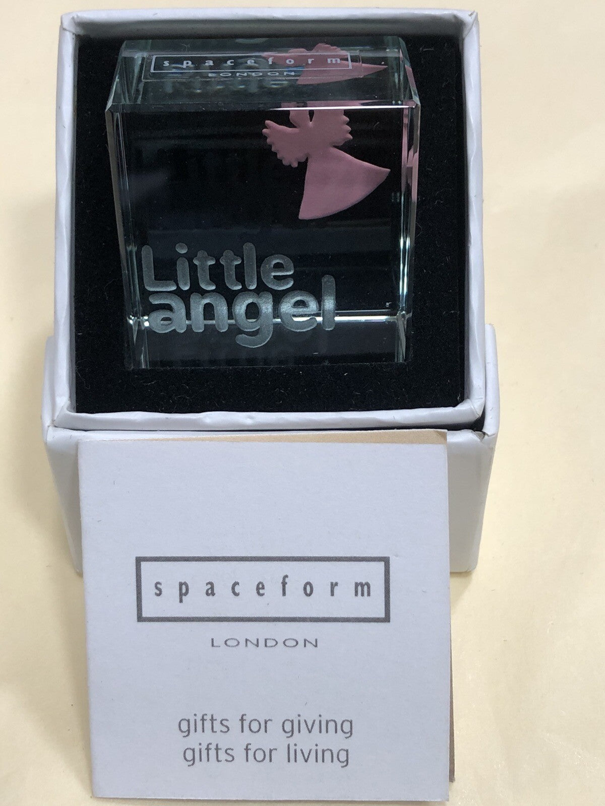 Spaceform Text Token Cube Little Angel Pink