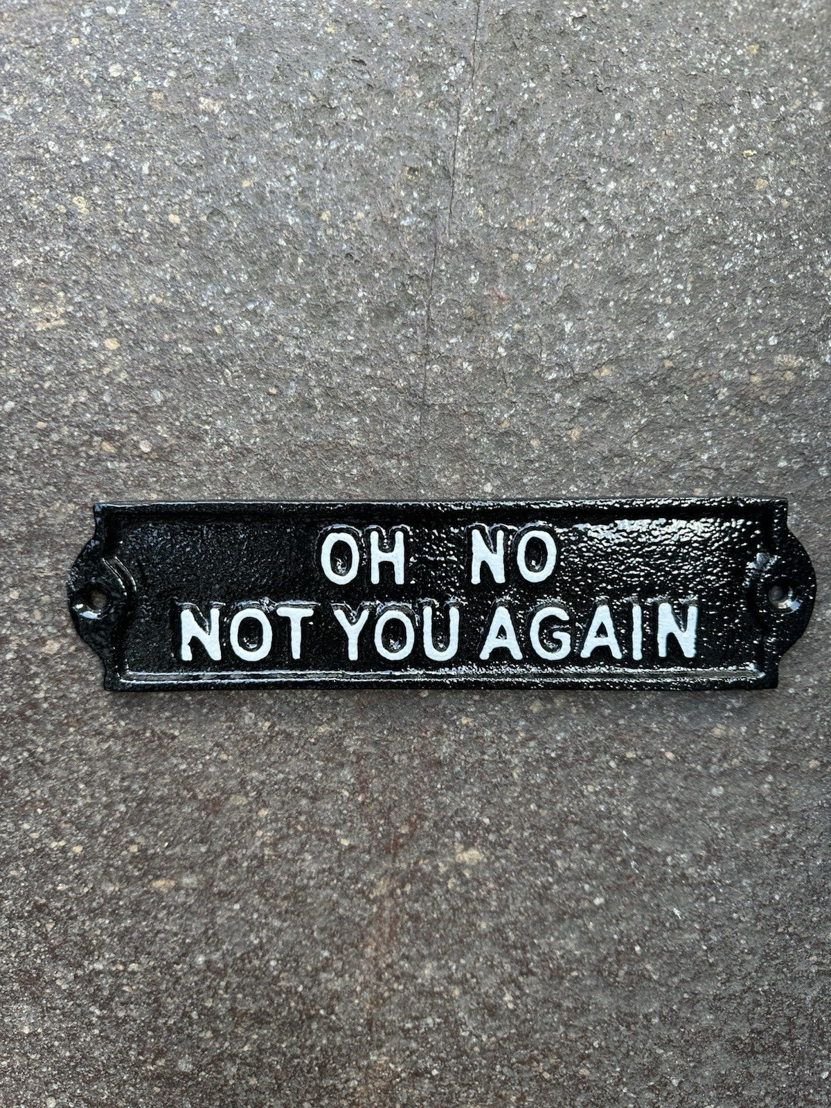 Oh No Not You Again Cast Iton Sign 