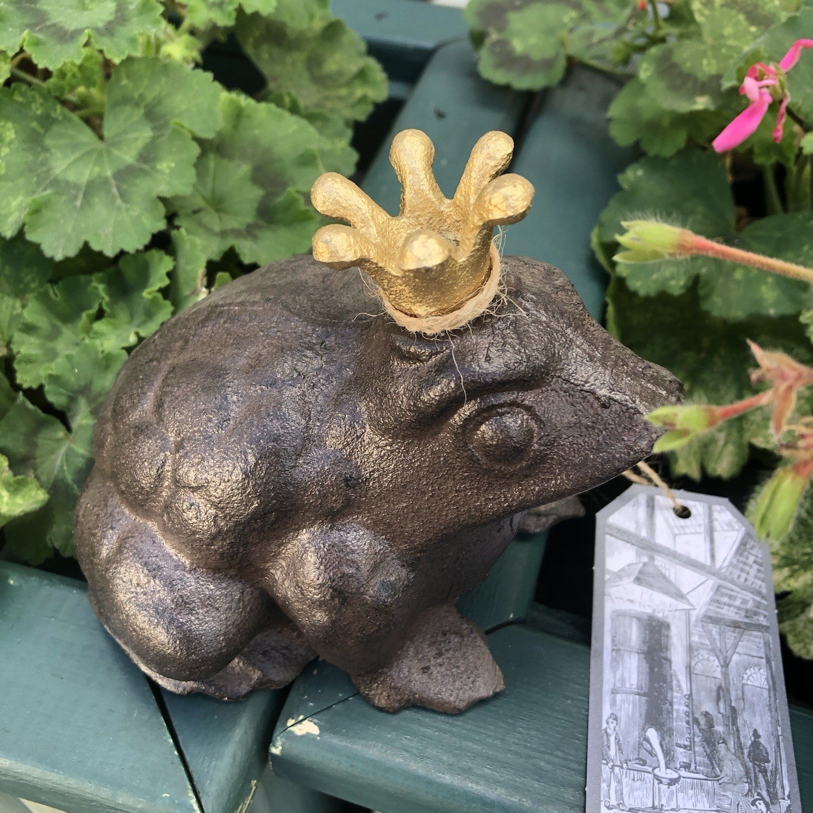 Prince Charming Frog Cast Iron With Lovely Gold Crown 