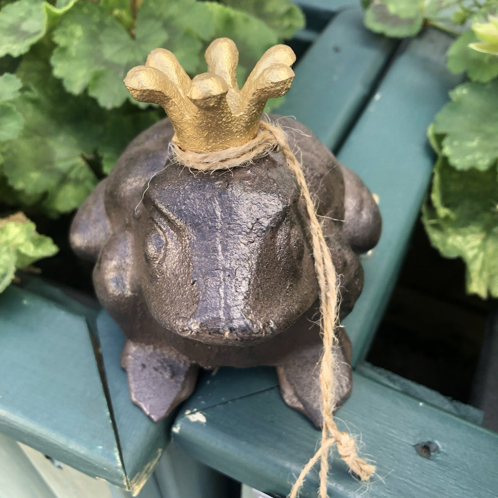 Prince Charming Frog Cast Iron With Lovely Gold Crown 