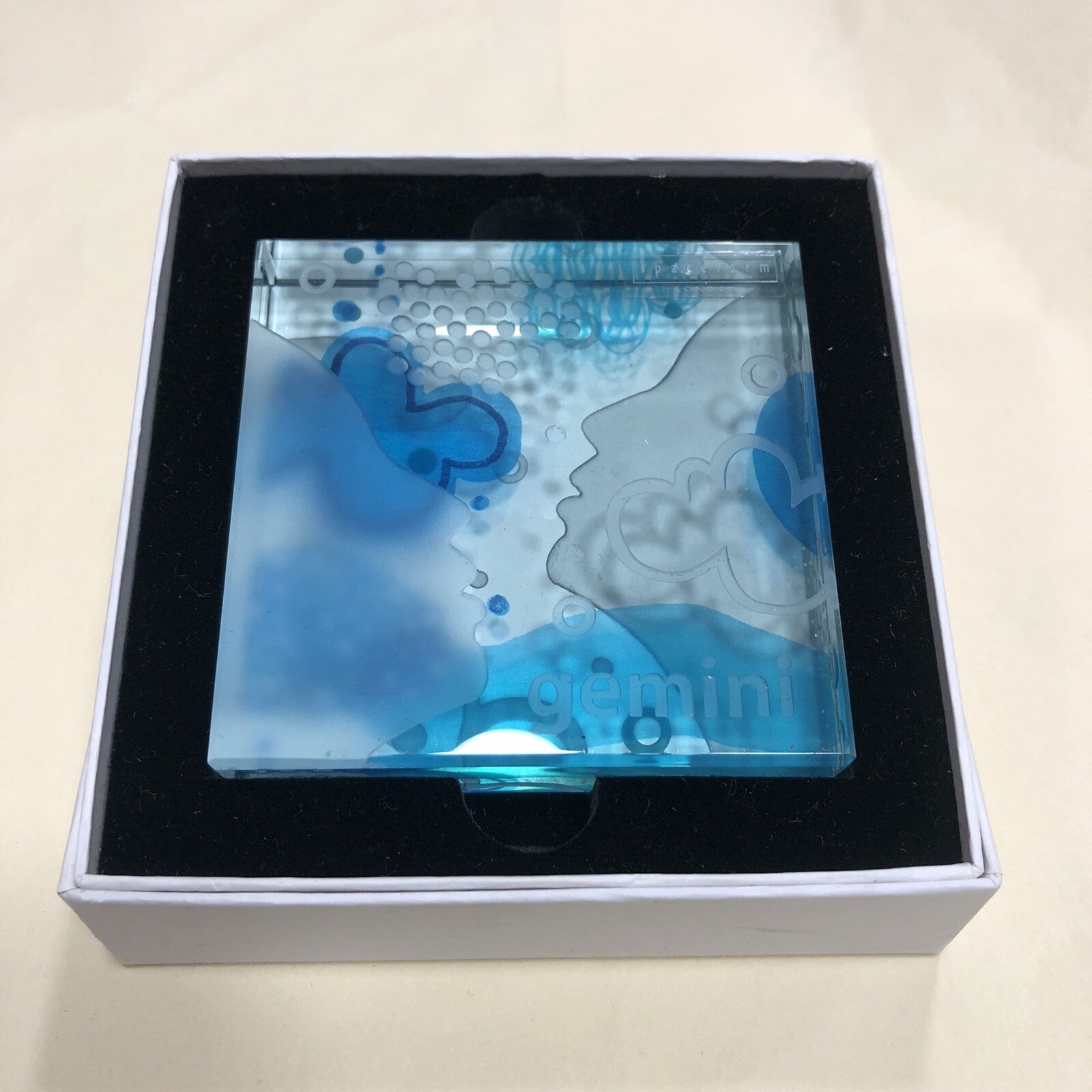 Spaceform Gemini Glass Block 3 Inches Square Boxed