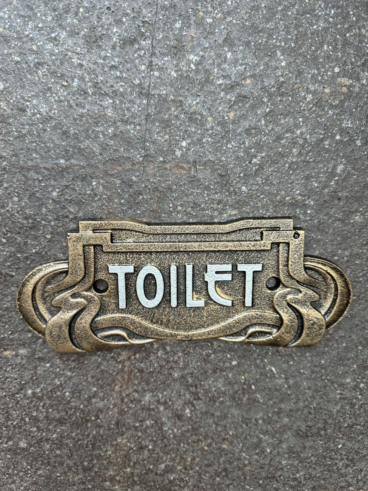Toilet Sign Art Deco Style Cast Iron 