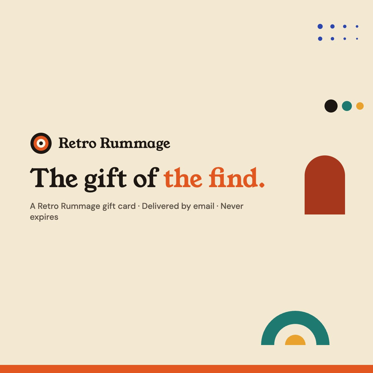 Retro Rummage gift card — the gift of the find