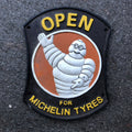 Michelin Open For Tires Cast Iron Sign